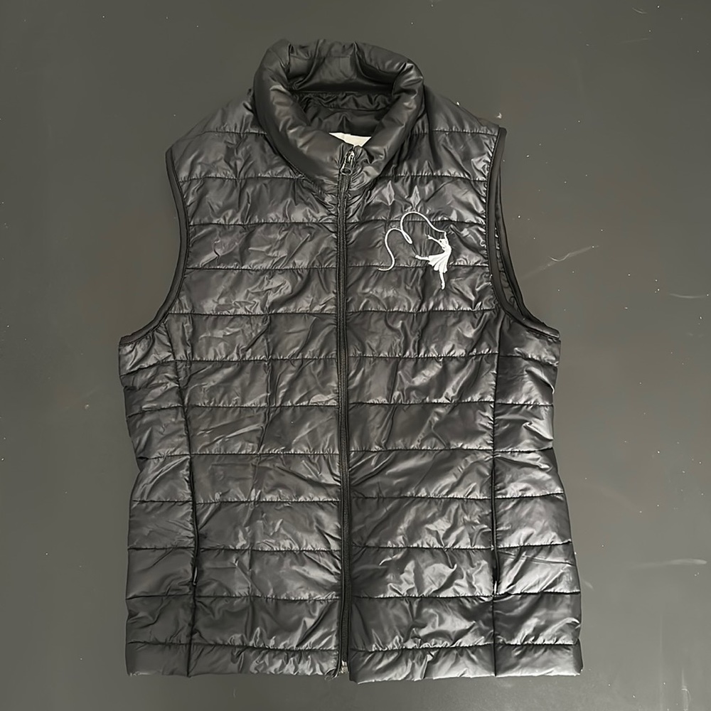 Women’s black zip up vest